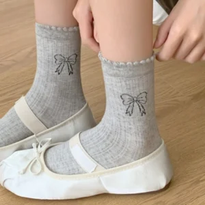 Sweet Bow Mid‑Tube Summer Socks