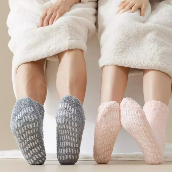 Simple Warm Coral Fleece Anti‑Slip Floor Socks