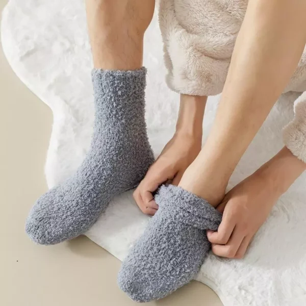 Simple Warm Coral Fleece Anti‑Slip Floor Socks