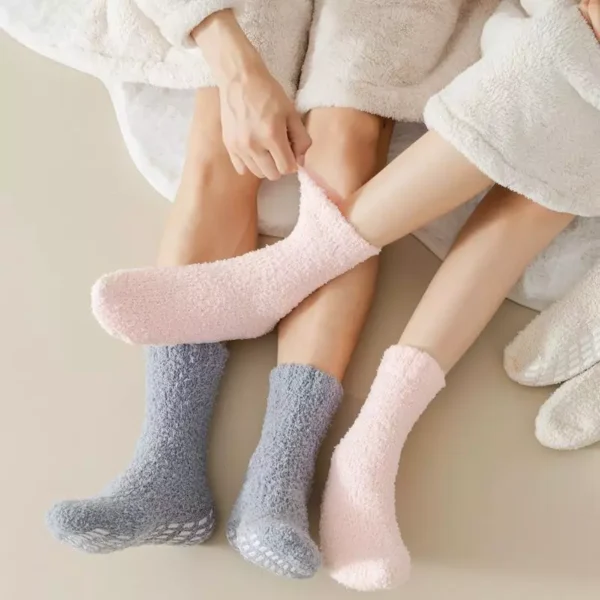 Simple Warm Coral Fleece Anti‑Slip Floor Socks