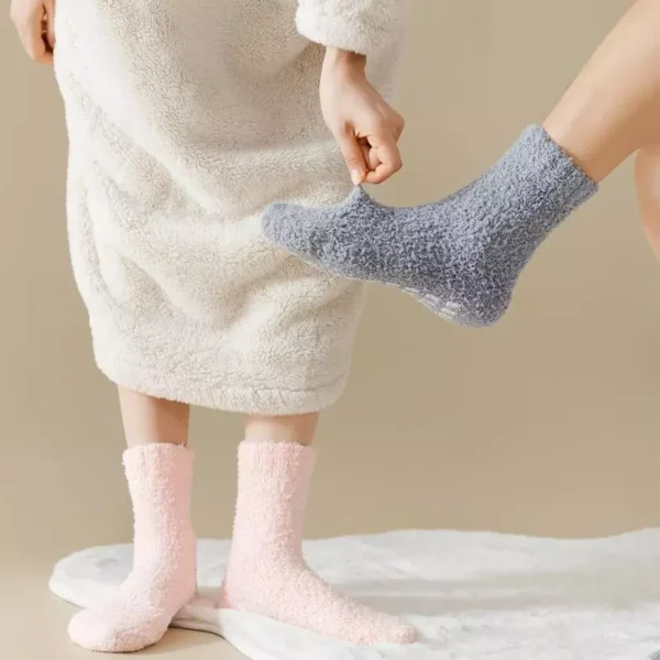 Simple Warm Coral Fleece Anti‑Slip Floor Socks