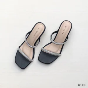 Rhinestone Strap Heels in Dark Grey