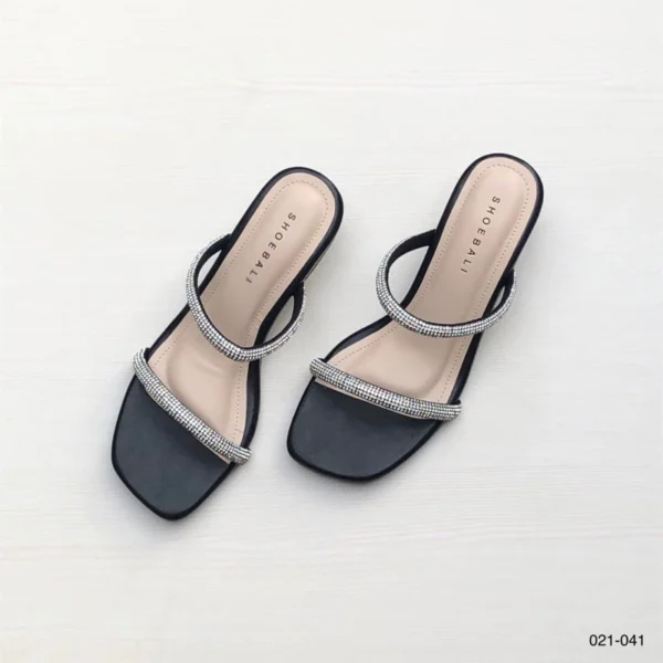 Rhinestone Strap Heels in Dark Grey