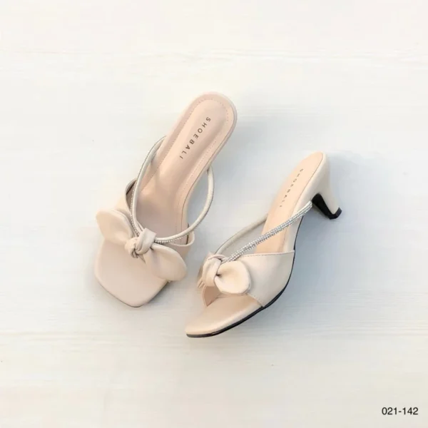 New York Bow Strap Heels in Cream