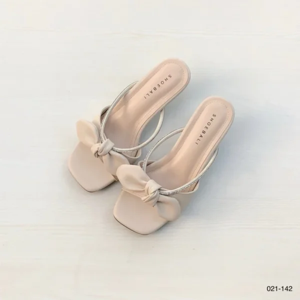 New York Bow Strap Heels in Cream