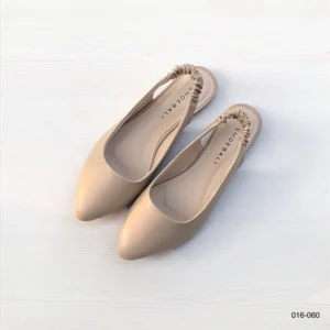 Elastic Back Slingback Flats in Beige