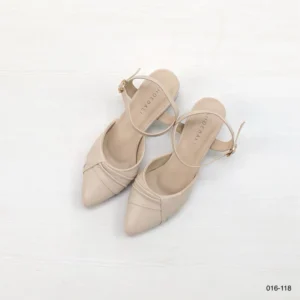 Pointed Toe Strap Heels in Nude