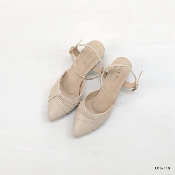 Pointed Toe Strap Heels in Nude