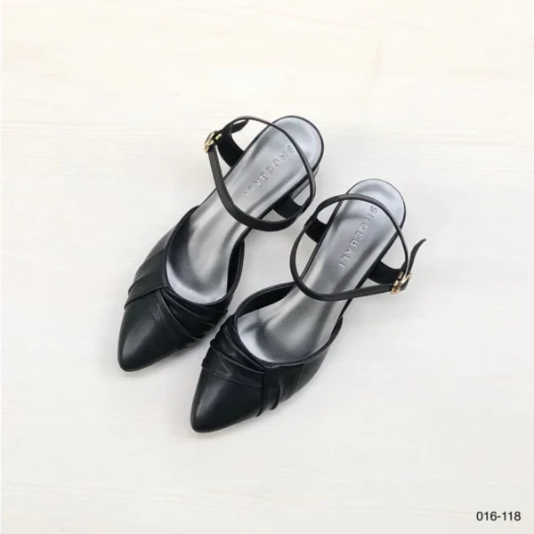 Pointed Toe Strap Heels in Black