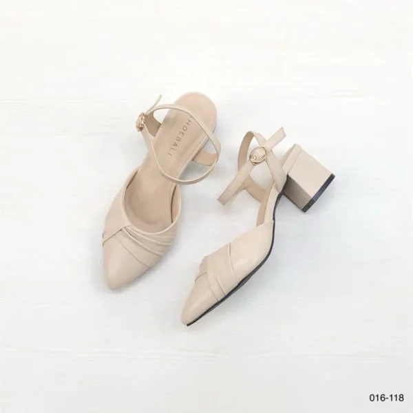 Pointed Toe Strap Heels in Nude