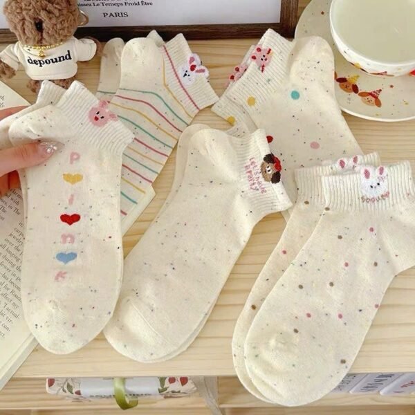 sg-11134201-7rdvj-mdiq28lvmlwq26 Set of 5 Women Low Cut Polka Dot Animal Socks