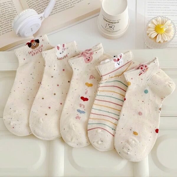 sg-11134201-7rdvk-mdiq27qsyw3g67 Set of 5 Women Low Cut Polka Dot Animal Socks