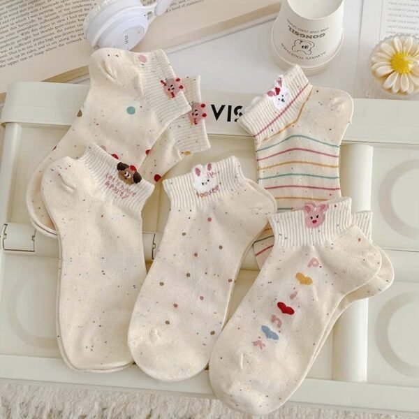 sg-11134201-7rdxt-mdiq27virzs460 Set of 5 Women Low Cut Polka Dot Animal Socks