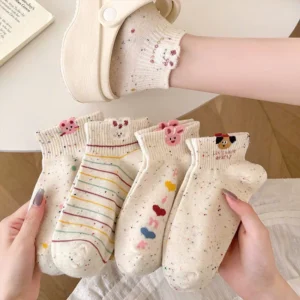 Set of 5 Women Low Cut Polka Dot Animal Socks