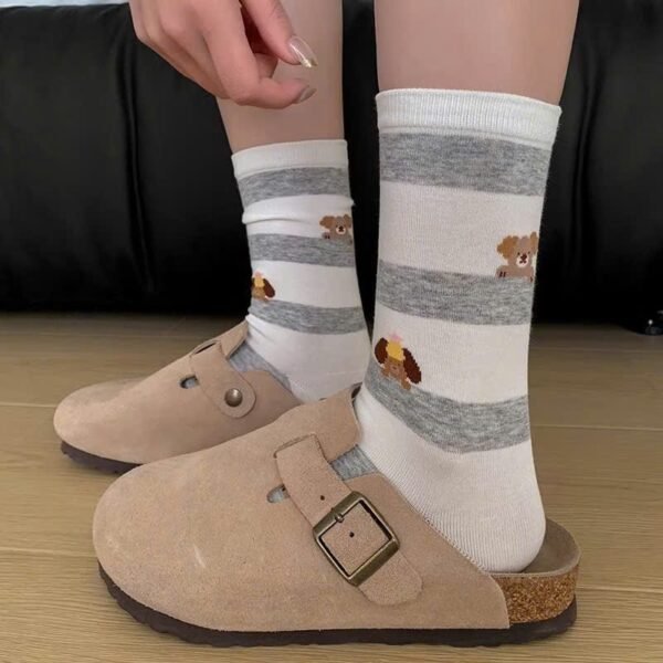 Set of 4 Women Cotton Dog High Collar Socks