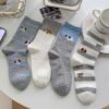 Set of 4 Women Cotton Dog High Collar Socks