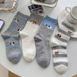 sg-11134201-8258u-mg6pjsohpxqn6e Set of 4 Women Cotton Dog High Collar Socks
