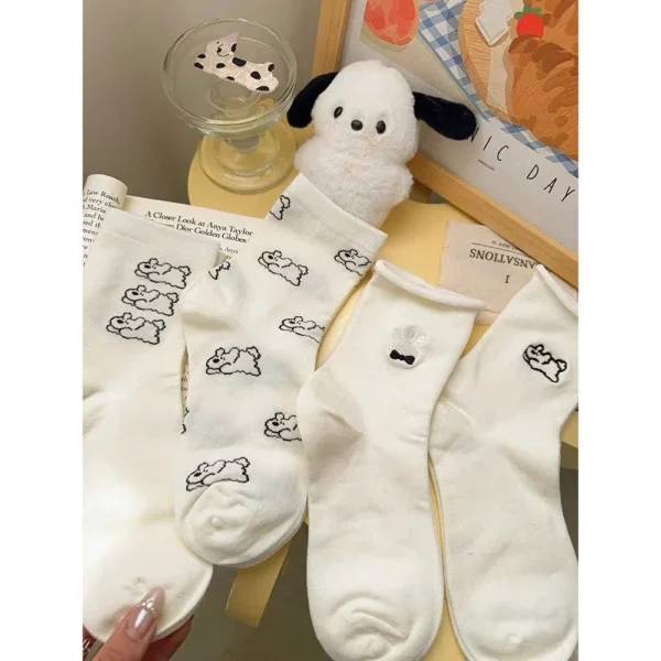 sg-11134201-82597-mfwl7qydyozs1c Set of 5 Korean Polka Dot Dog High Collar Socks