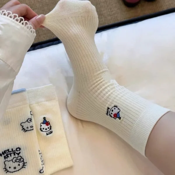 Set of 5 Hello Kitty High Collar Cotton Socks