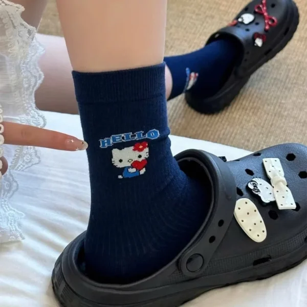 Set of 5 Hello Kitty High Collar Cotton Socks