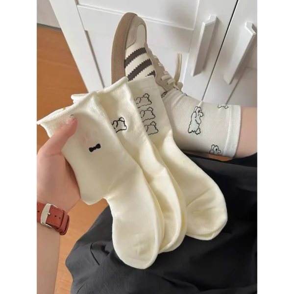 sg-11134201-825ah-mfwl7rfutma551 Set of 5 Korean Polka Dot Dog High Collar Socks