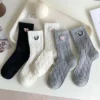 Set of 5 Women Twisted Rope Bow High Collar Socks