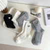 Set of 5 Women Twisted Rope Bow High Collar Socks